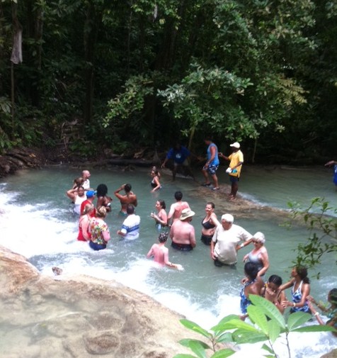 Resting in water at Dunn's River Falls