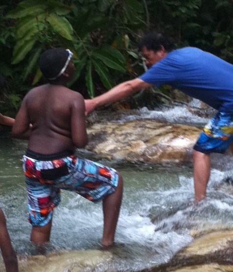 Helping others at Dunn's River Falls