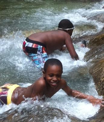 My brother and I at Dunn's River Falls, Jamaica