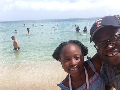 Daughter and I at Friars Beach